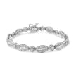 .925 Sterling Silver 1 cttw Diamond Double Leaf and Bezel Link Bracelet (I-J Clarity, I2-I3 Color) - Size 7.25