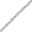 .925 Sterling Silver 1 cttw Diamond Double Leaf and Bezel Link Bracelet (I-J Clarity, I2-I3 Color) - Size 7.25