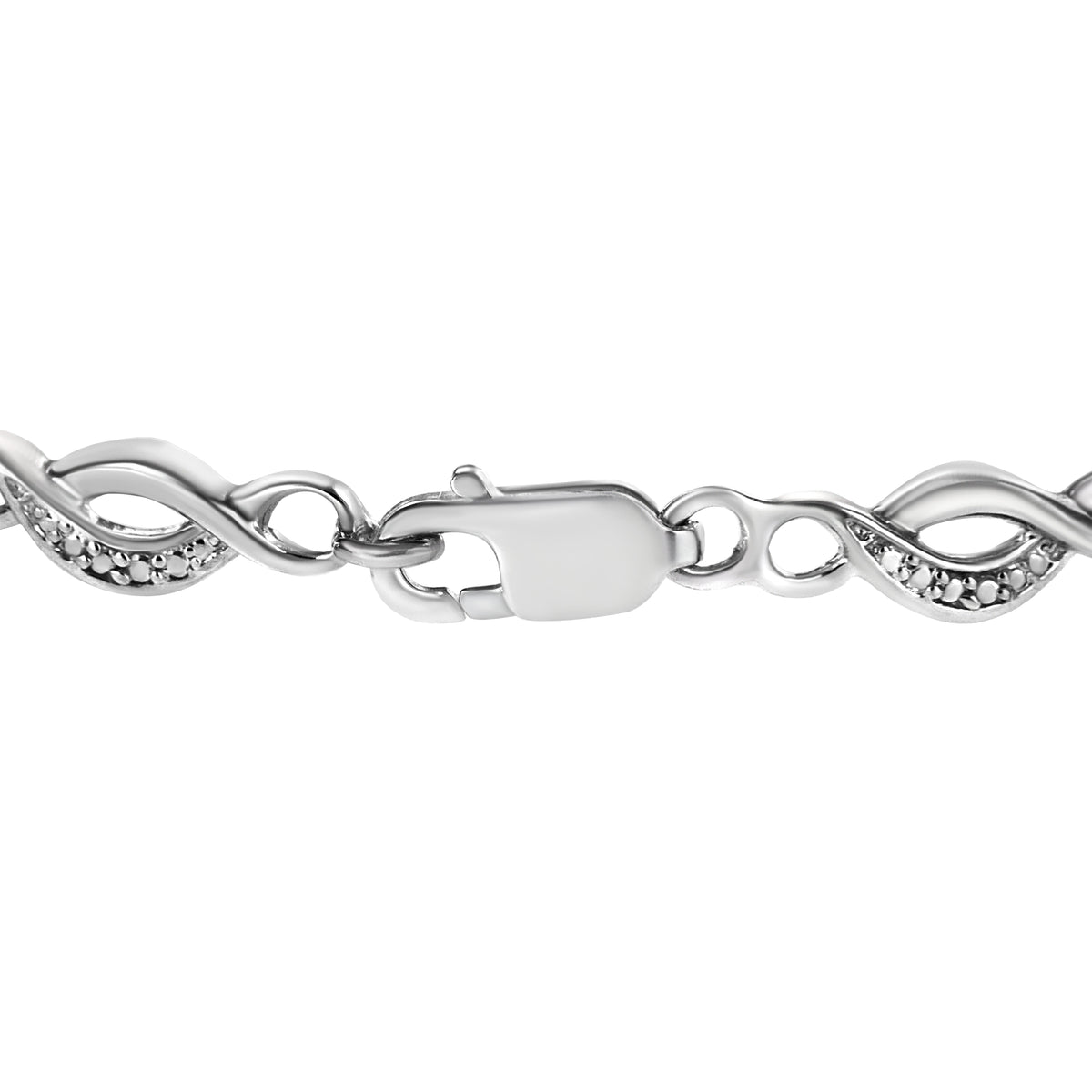 .925 Sterling Silver Prong Set Diamond Accent Curved Spiral Link Bracelet (I-J Color, I3 Clarity) - 7.25