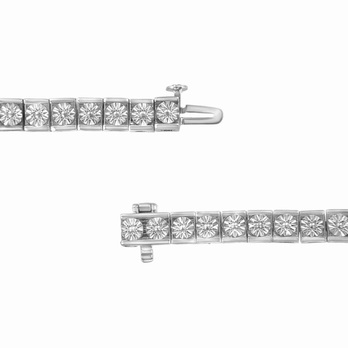 .925 Sterling Silver Miracle Set Diamond Accent Classic Tennis Bracelet (I-J Color, I2-I3 Clarity) - 7.25