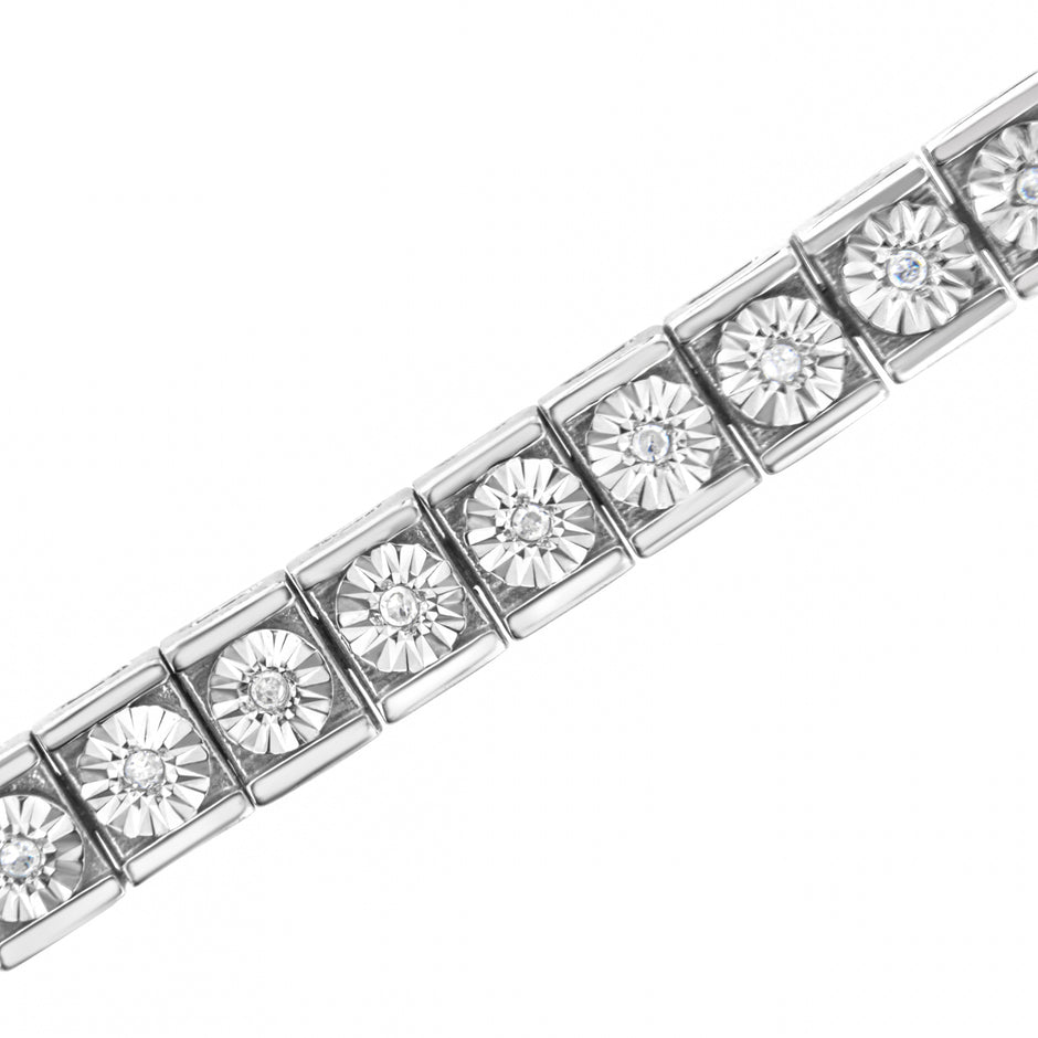 .925 Sterling Silver Miracle Set Diamond Accent Classic Tennis Bracelet (I-J Color, I2-I3 Clarity) - 7.25