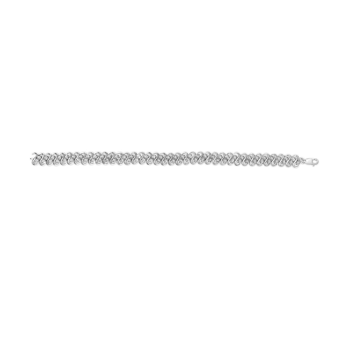 .925 Sterling Silver 1/2 Cttw Diamond Double Row S-Link Bracelet (I-J Color, I2-I3 Clarity) - 7.5