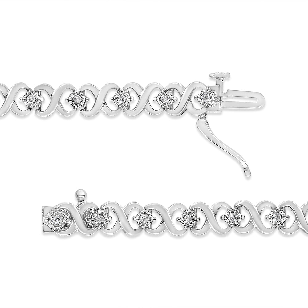 .925 Sterling Silver 1/3 Cttw Miracle Plate Round-Cut Diamond Infinity Link Bracelet  (I-J Color, I3 Clarity)  - Size 7.25