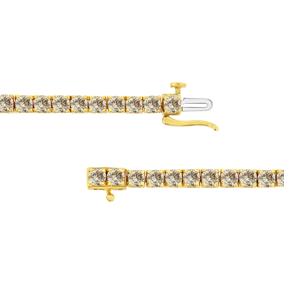 14K Yellow Gold Plated .925 Sterling Silver 8.0 Cttw Diamond Classic Link Tennis Bracelet (K-L Color, I2-I3 Clarity) - 7-1/4