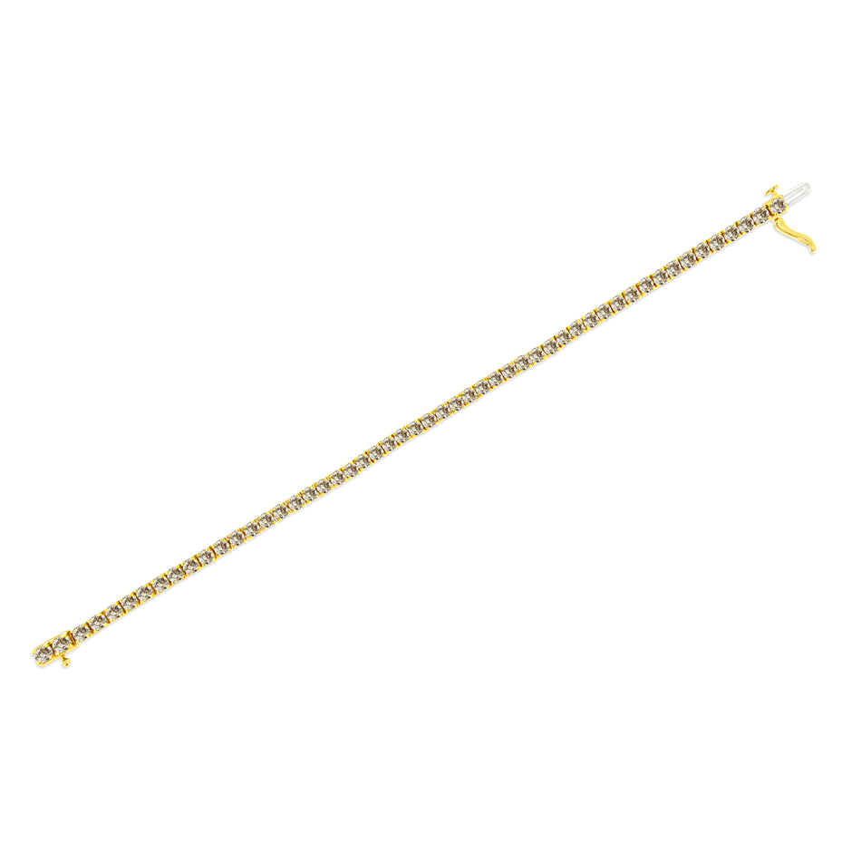 14K Yellow Gold Plated .925 Sterling Silver 8.0 Cttw Diamond Classic Link Tennis Bracelet (K-L Color, I2-I3 Clarity) - 7-1/4