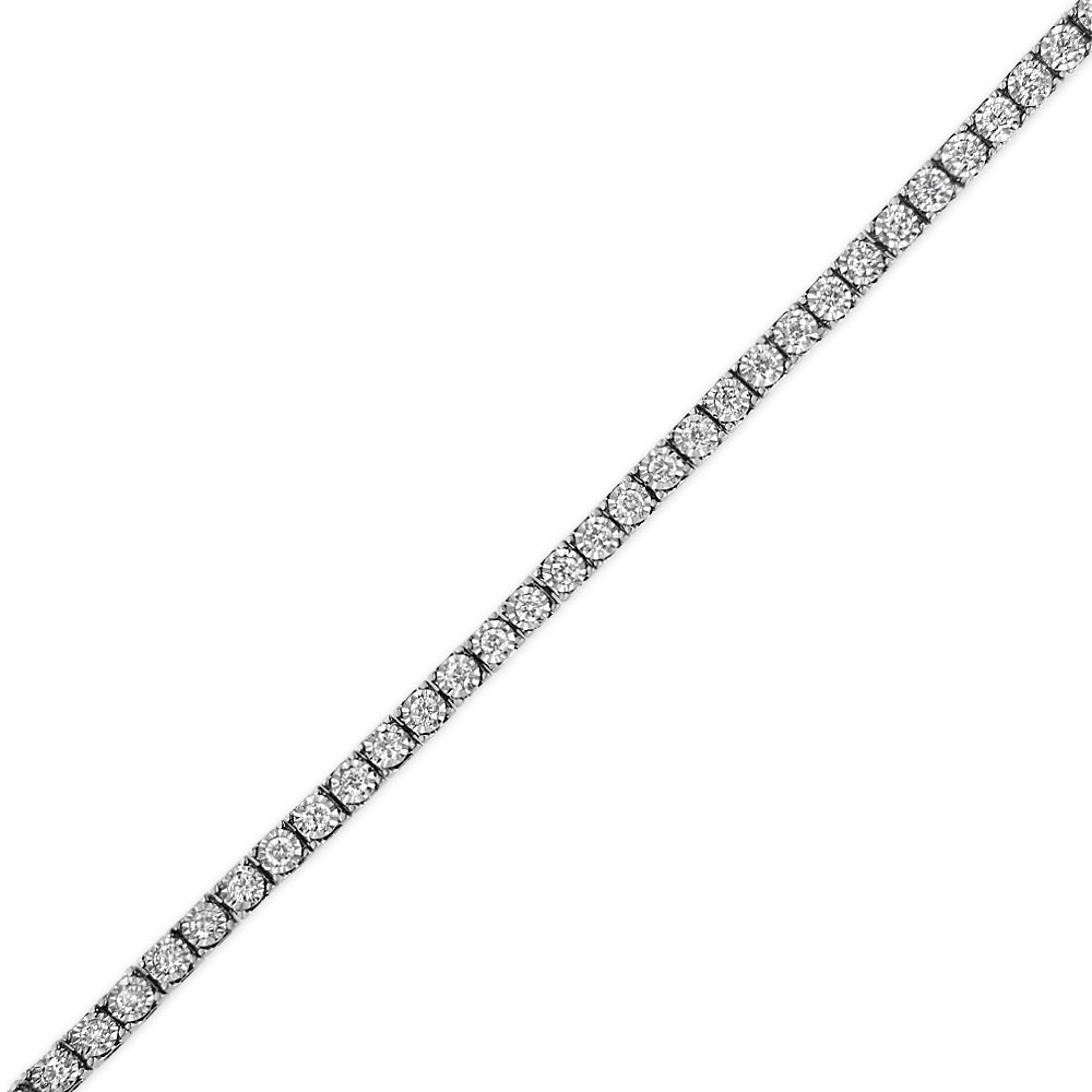 14K White Gold 1.0 Cttw Miracle Set Round-Cut Lab Grown Diamond Illusion Tennis Bracelet (F-G Color, VS2-SI1 Clarity) Size 7