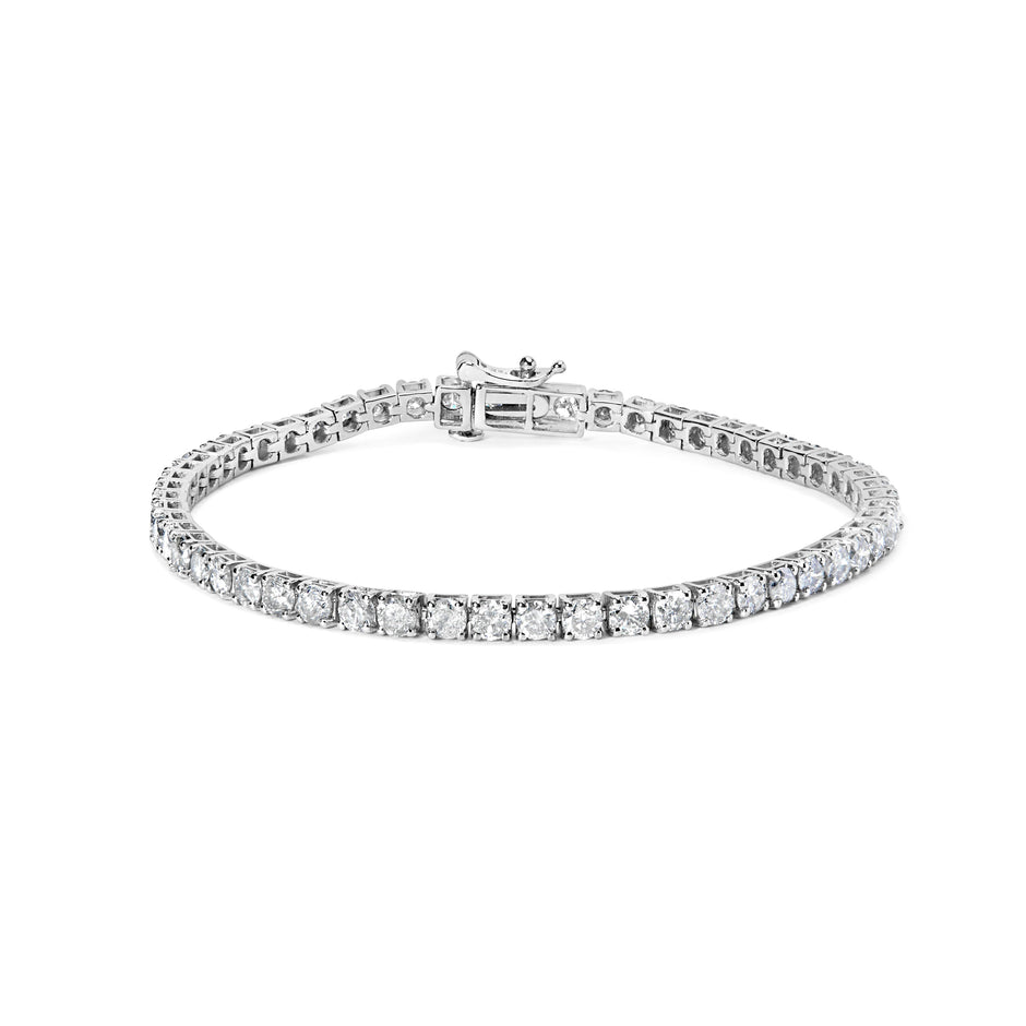 10K White Gold 6.00 Cttw Classic Natural Diamond Tennis Bracelet