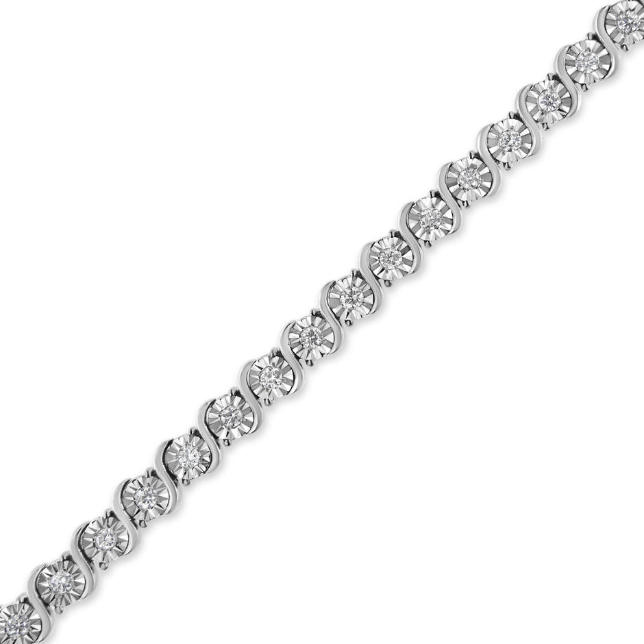 14K White Gold 1.00 Cttw Lab Grown Diamond Round Miracle Plate and 