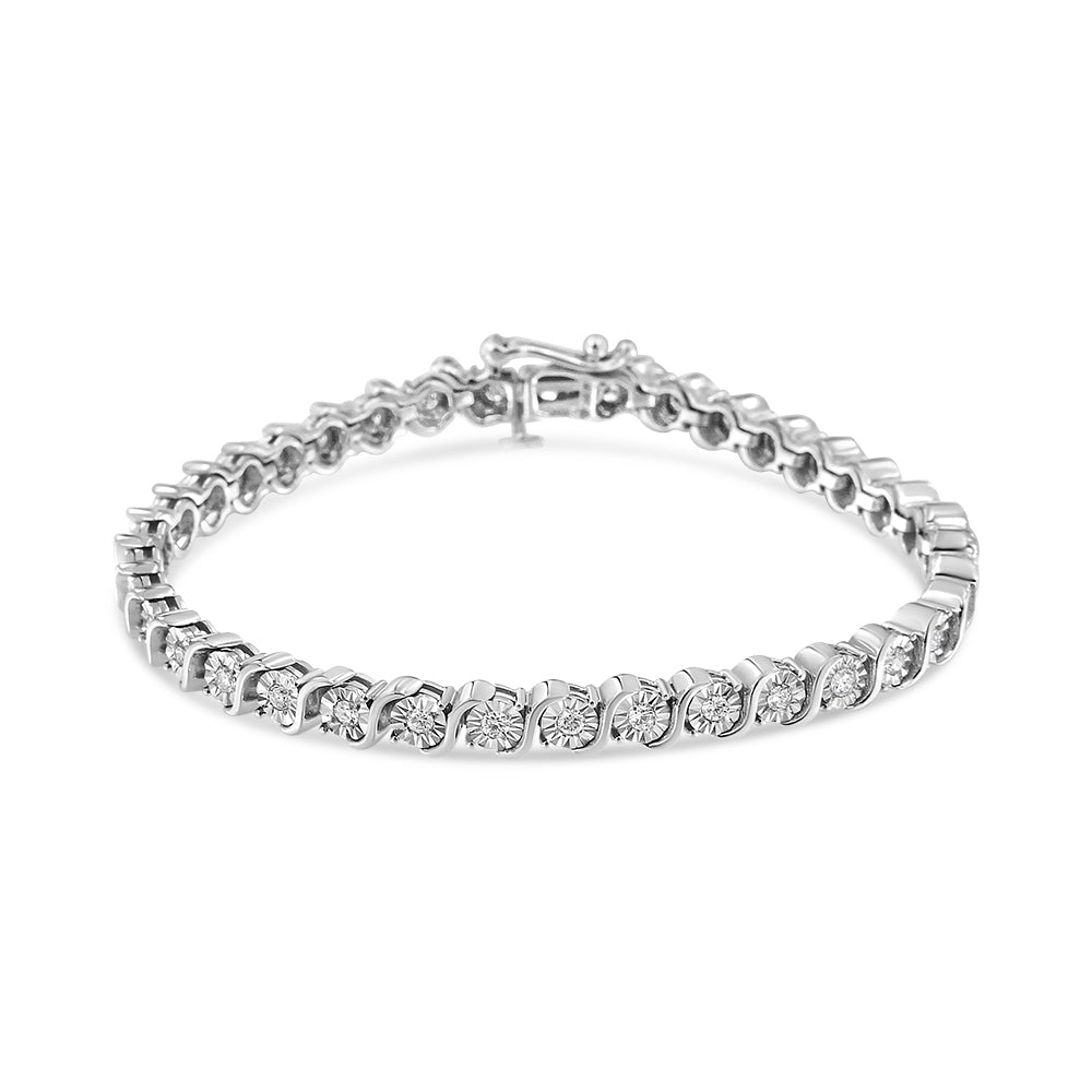 14K White Gold 1.00 Cttw Lab Grown Diamond Round Miracle Plate and 