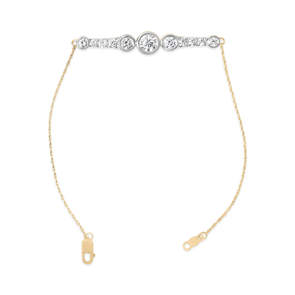 10K Yellow Gold Plated .925 Sterling Silver 1.50 Cttw Lab Grown Diamond Bezel Set Bracelet