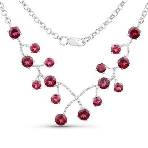 6.00 Carat Genuine Rhodolite Garnet .925 Sterling Silver Necklace - Necklaces - Custom Crafting Alliance, LLC