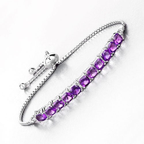 6.05 Carat Genuine Amethyst .925 Sterling Silver Bracelet - Bracelets - Custom Crafting Alliance, LLC
