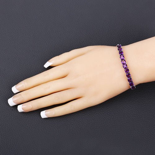 6.05 Carat Genuine Amethyst .925 Sterling Silver Bracelet - Bracelets - Custom Crafting Alliance, LLC