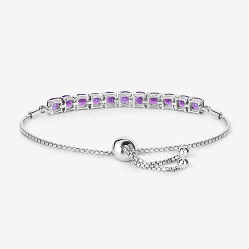 6.05 Carat Genuine Amethyst .925 Sterling Silver Bracelet - Bracelets - Custom Crafting Alliance, LLC