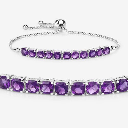 6.05 Carat Genuine Amethyst .925 Sterling Silver Bracelet - Bracelets - Custom Crafting Alliance, LLC