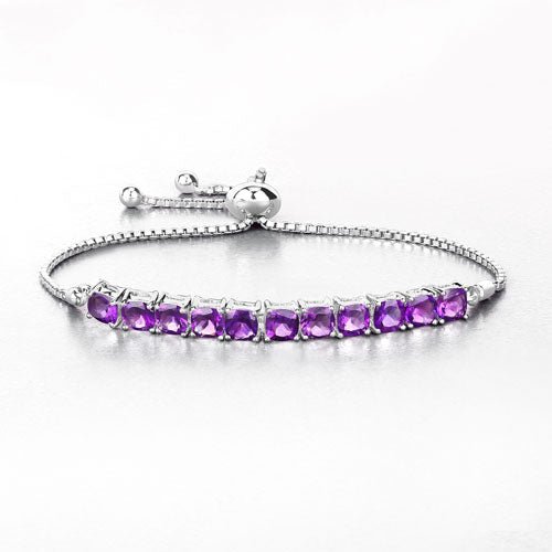 6.05 Carat Genuine Amethyst .925 Sterling Silver Bracelet - Bracelets - Custom Crafting Alliance, LLC