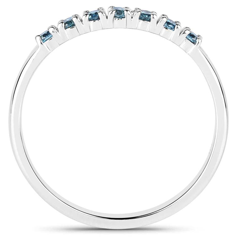 0.22 Carat Genuine Blue Diamond 14K White Gold Ring (I1-I2)