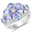 3.24 Carat Genuine Tanzanite and White Topaz .925 Sterling Silver Ring