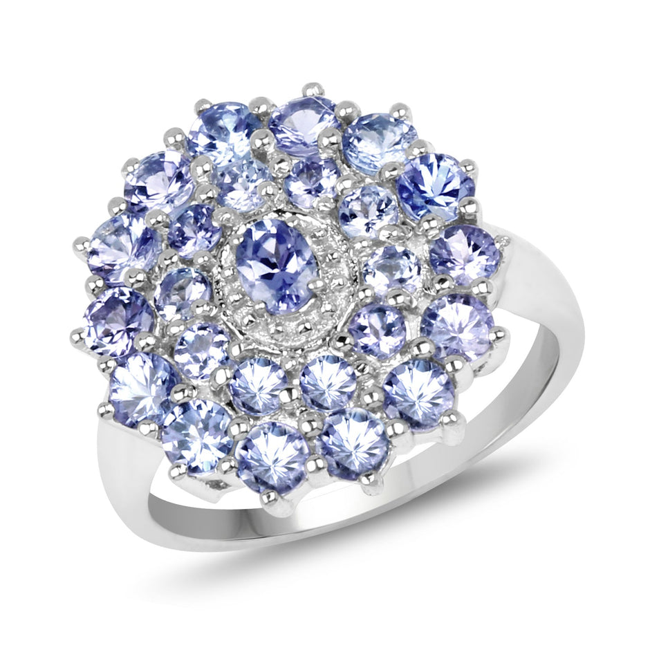 2.27 Carat Genuine Tanzanite .925 Sterling Silver Ring