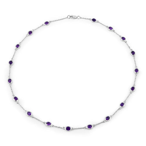6.12 Carat Genuine Amethyst .925 Sterling Silver Necklace - Necklaces - Custom Crafting Alliance, LLC