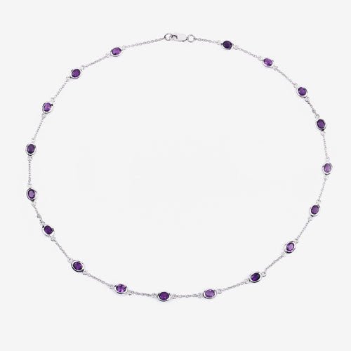 6.12 Carat Genuine Amethyst .925 Sterling Silver Necklace - Necklaces - Custom Crafting Alliance, LLC