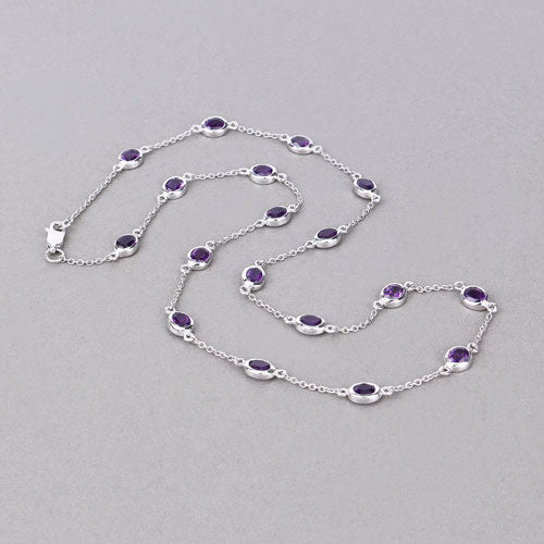 6.12 Carat Genuine Amethyst .925 Sterling Silver Necklace - Necklaces - Custom Crafting Alliance, LLC