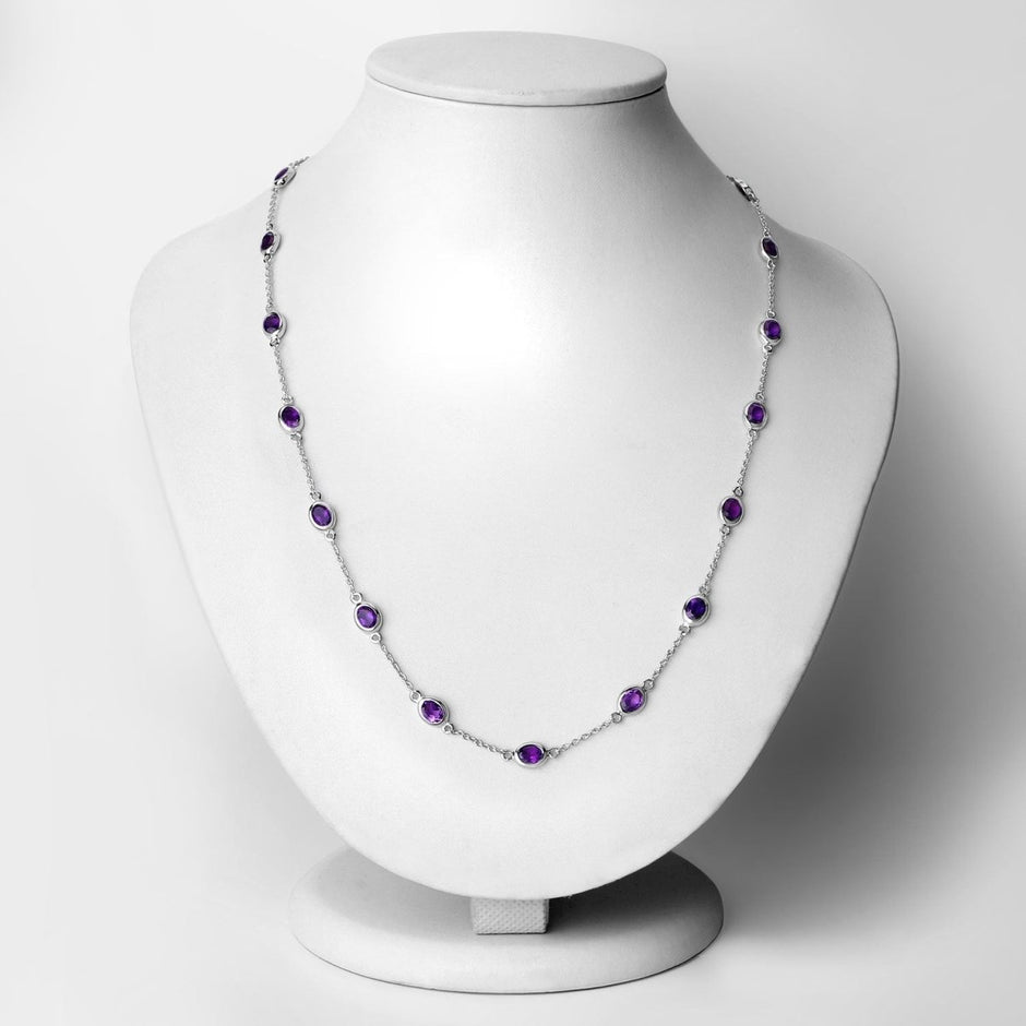 6.12 Carat Genuine Amethyst .925 Sterling Silver Necklace - Necklaces - Custom Crafting Alliance, LLC