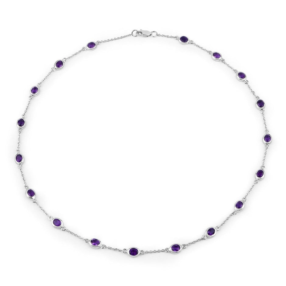 6.12 Carat Genuine Amethyst .925 Sterling Silver Necklace - Necklaces - Custom Crafting Alliance, LLC