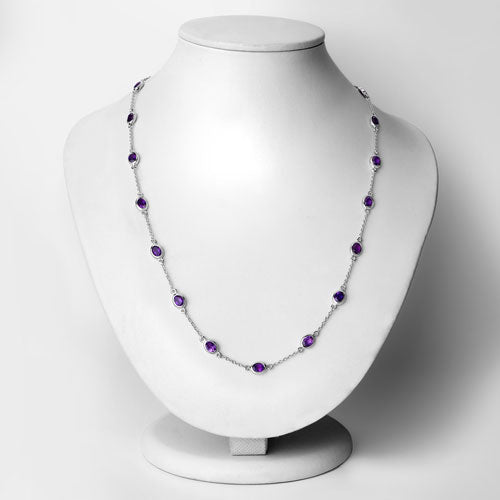 6.12 Carat Genuine Amethyst .925 Sterling Silver Necklace - Necklaces - Custom Crafting Alliance, LLC