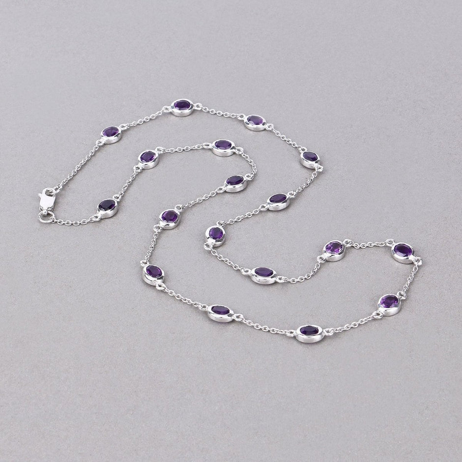 6.12 Carat Genuine Amethyst .925 Sterling Silver Necklace - Necklaces - Custom Crafting Alliance, LLC
