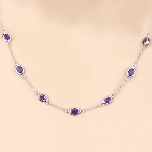 6.12 Carat Genuine Amethyst .925 Sterling Silver Necklace - Necklaces - Custom Crafting Alliance, LLC