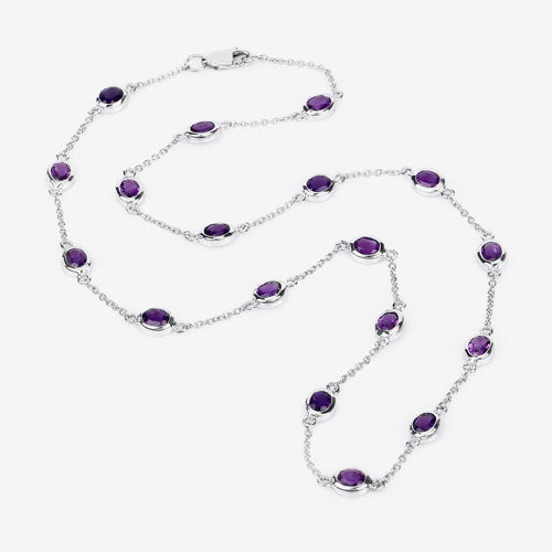 6.12 Carat Genuine Amethyst .925 Sterling Silver Necklace - Necklaces - Custom Crafting Alliance, LLC