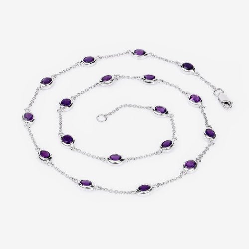 6.12 Carat Genuine Amethyst .925 Sterling Silver Necklace - Necklaces - Custom Crafting Alliance, LLC