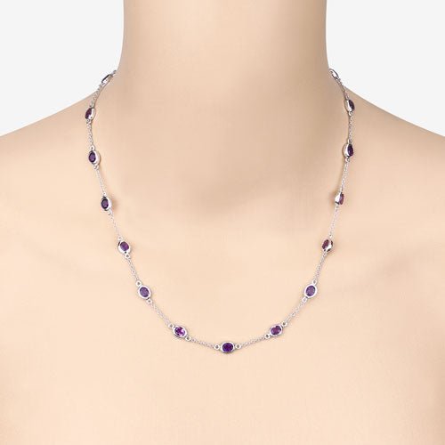 6.12 Carat Genuine Amethyst .925 Sterling Silver Necklace - Necklaces - Custom Crafting Alliance, LLC