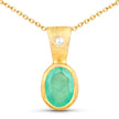 18K Yellow Gold Plated 0.67 Carat Genuine Emerald and White Topaz .925 Sterling Silver Pendant