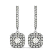 14k White Gold Double Halo Cushion Outer Shaped Diamond  Earrings (3/4 cttw)