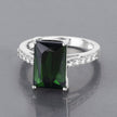 6.16 Carat Genuine Green Tourmaline and White Diamond 14K White Gold Ring - Rings - Custom Crafting Alliance, LLC