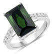 6.16 Carat Genuine Green Tourmaline and White Diamond 14K White Gold Ring - Rings - Custom Crafting Alliance, LLC