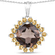 6.17 Carat Genuine Smoky Quartz and Citrine .925 Sterling Silver Pendant - Pendants - Custom Crafting Alliance, LLC