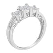 10K White Gold 1/2 Cttw Brilliant & Baguette Cut Diamond 3 Stone Design with 3 Square Clusters Engagement Ring (H-I Color, SI2-I1 Clarity) - Size 6-3/4