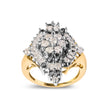 10K Yellow Gold 1 Cttw Round and Baguette cut Diamond Cluster and Rhombus Halo Ring (H-I Color, I1-I2 Clarity) - Ring Size 7