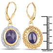 14K Yellow Gold Plated 7.42 Carat Genuine Tanzanite and White Topaz .925 Sterling Silver Earrings