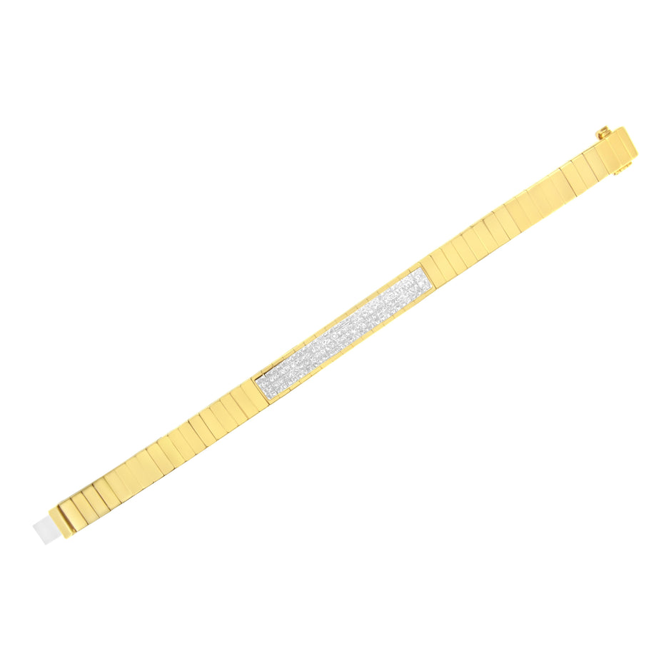 14K Yellow Gold 3 5/8 cttw Invisible Set Princess-Cut Diamond ID Tennis Bracelet (I-J Color, SI1-SI2 Clarity) - Size 7