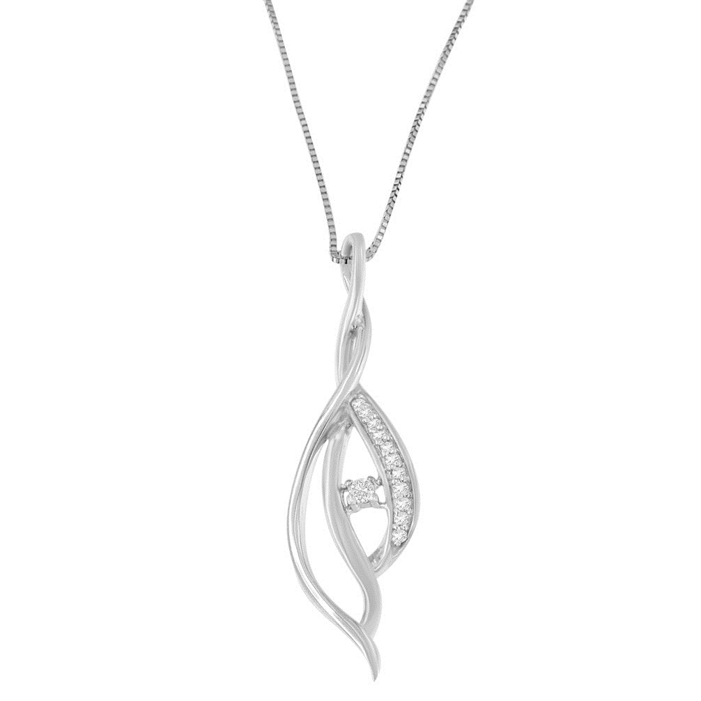 Espira 10K White Gold Round Diamond Accented Open Cascade Twist 18
