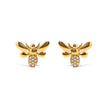 10K Yellow Gold Diamond Accented Bumble Bee Stud Earring (H-I Color, I1-I2 Clarity)
