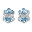 10.26 Carat Genuine Blue Topaz & White Topaz .925 Sterling Silver Earrings