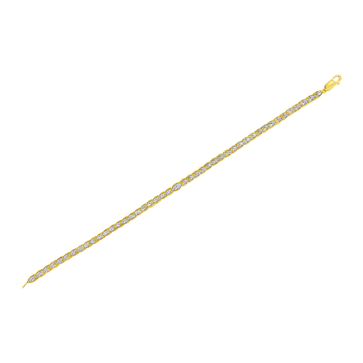 10K Yellow Gold Plated .925 Sterling Silver 1 cttw Prong-Set Diamond Pear Shape Link Bracelet (I-J Color, I1-I2 Clarity) - 7.25