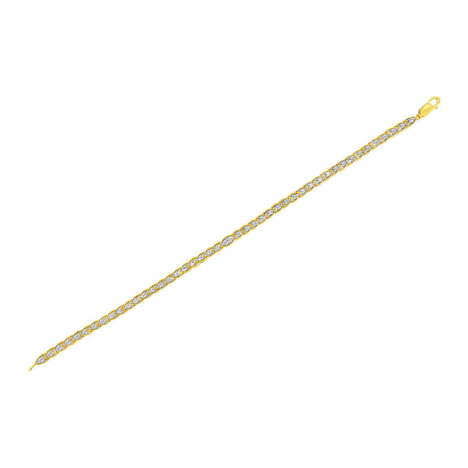 10K Yellow Gold Plated .925 Sterling Silver 1 cttw Prong-Set Diamond Pear Shape Link Bracelet (I-J Color, I1-I2 Clarity) - 7.25
