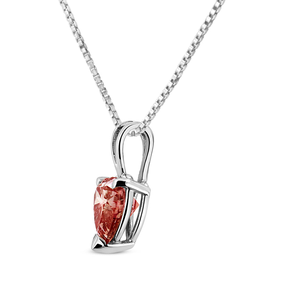 IGI Certified 14K White Gold Martini Set 1.00 Cttw Lab Grown Pink Heart Diamond Solitaire 18