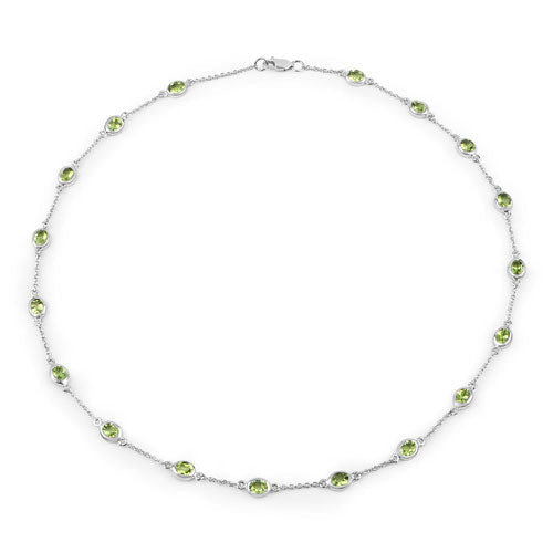 6.30 Carat Genuine Peridot .925 Sterling Silver Necklace - Necklaces - Custom Crafting Alliance, LLC